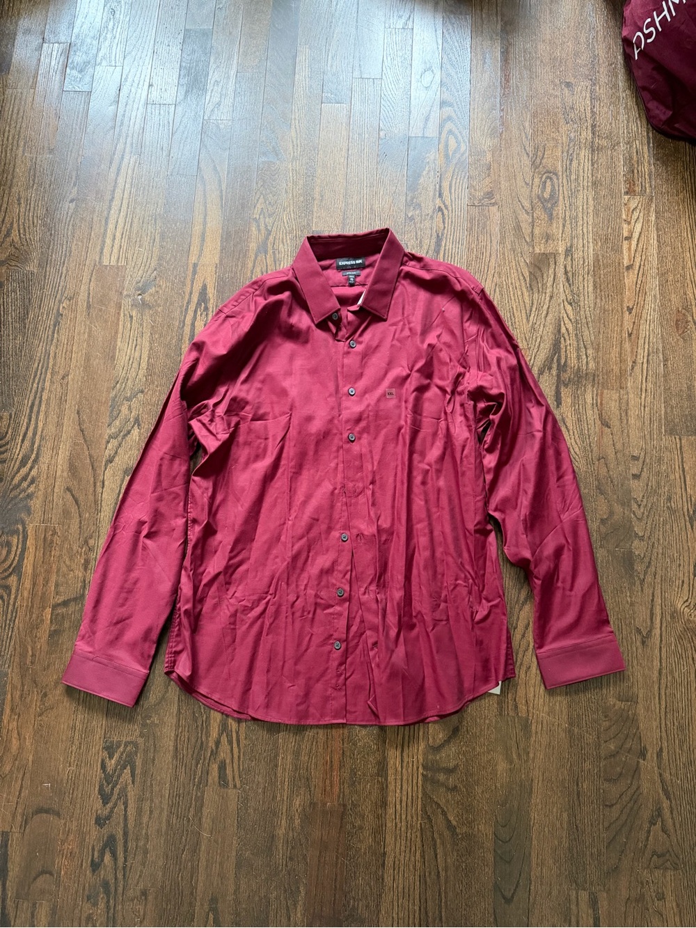 Express Men's Extra Slim Dress Shirt in Burgundy